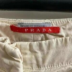 Vintage Prada women's crop pants UK 42 US‎ 12 32x21in cream with side pleats